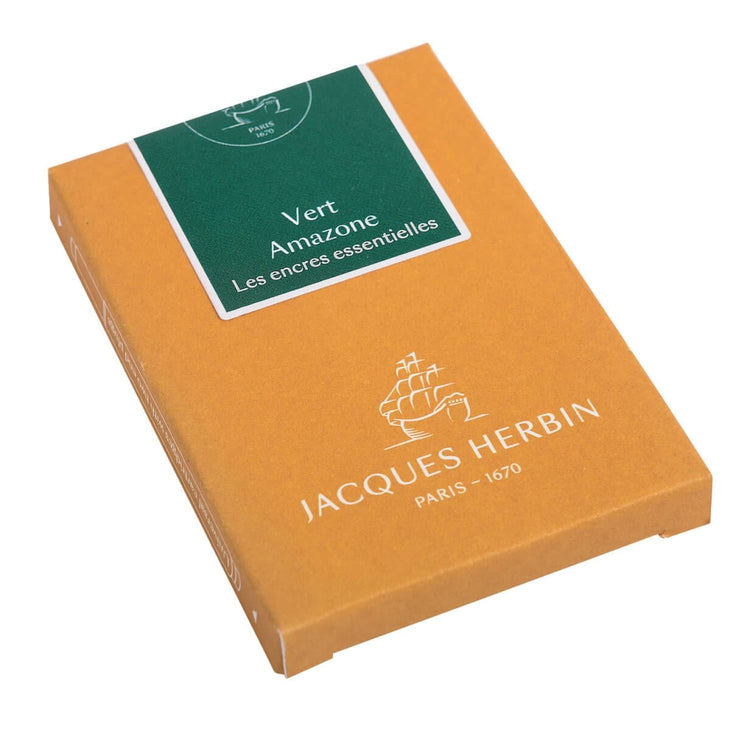 J. Herbin Fountain Ink Cartridges in Vert Amazone - Pack of 7 Fountain Pen Cartridges