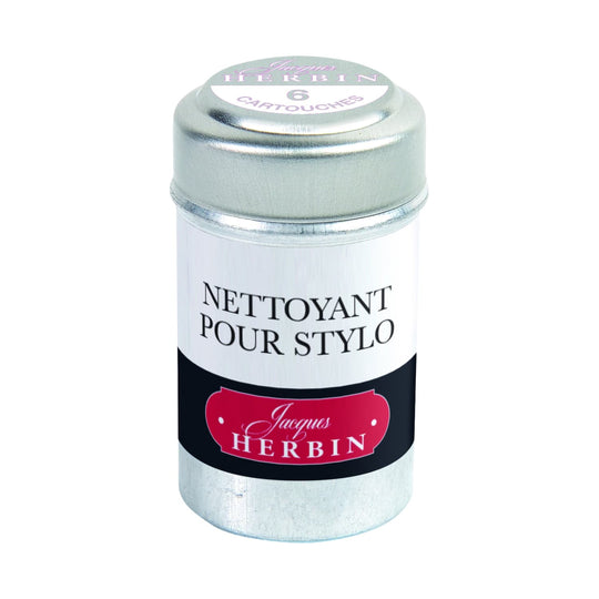 J. Herbin Fountain Pen Cleaning Solution Tin of 6 Cartridges