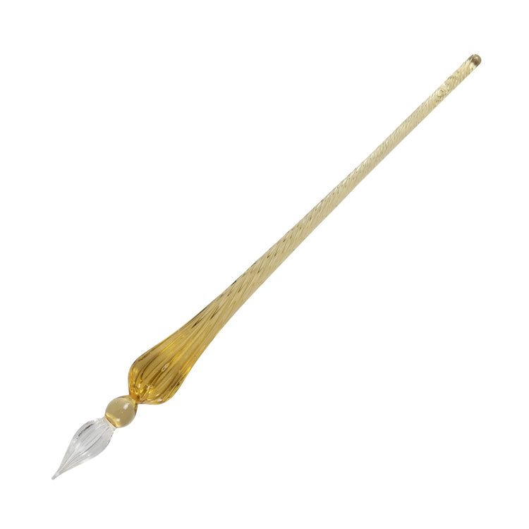 J. Herbin Glass Dip Pen in Amber Tapered Spiral Handle with Frosted Glass Dip Pen