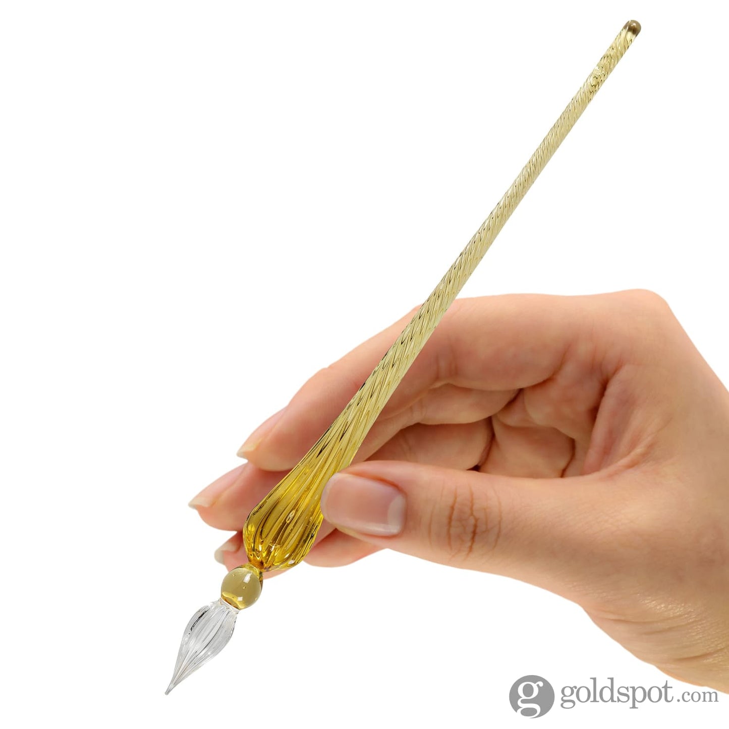 J. Herbin Glass Dip Pen in Amber Tapered Spiral Handle with Frosted Glass Dip Pen