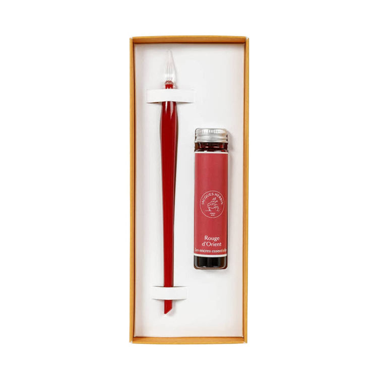 J. Herbin Murano Glass Pen and Ink Set in Red Dip Pen
