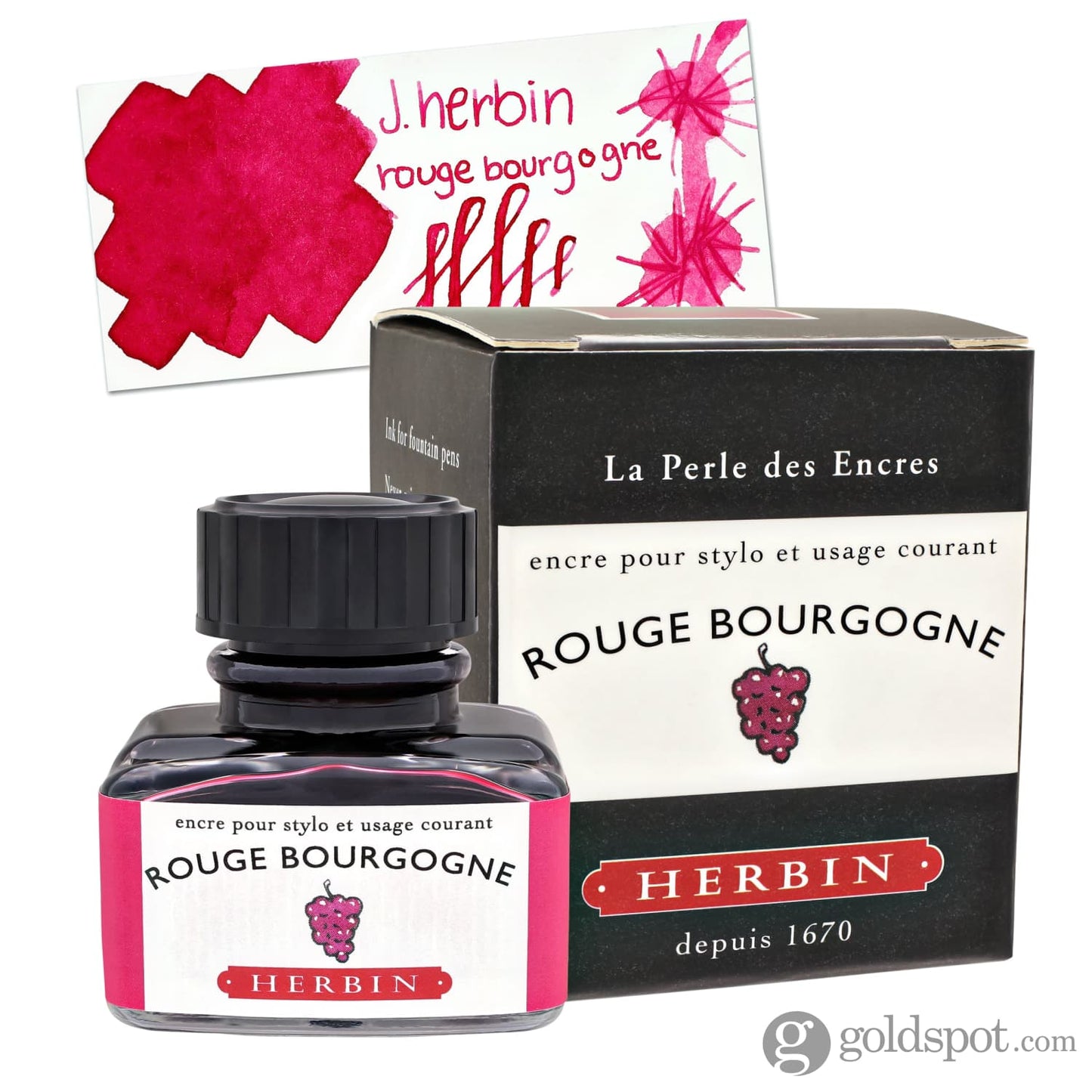J. Herbin Bottled Ink in Rouge Bourgogne (Burgundy Red) 30ml Bottled Ink