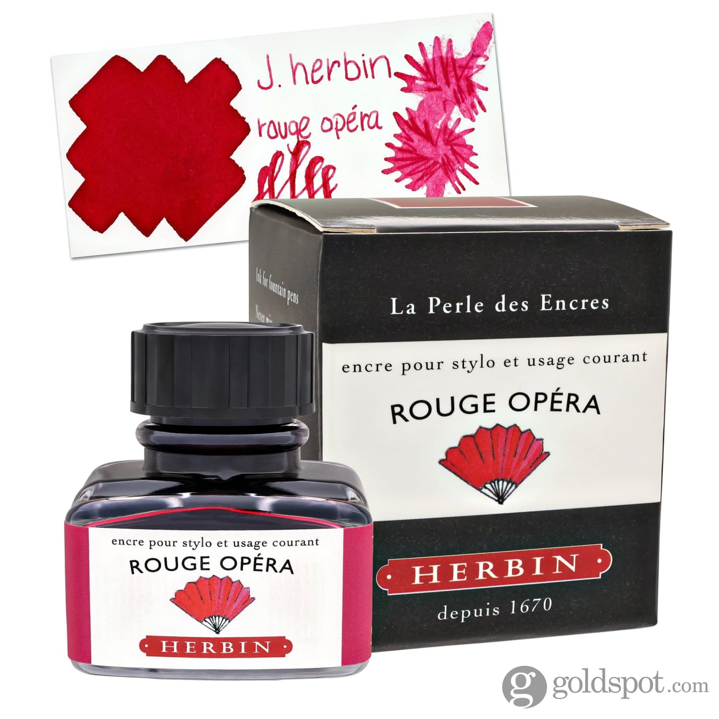 J. Herbin Bottled Ink and Cartridges in Rouge Opéra (Red Opera) 30ml Bottled Ink
