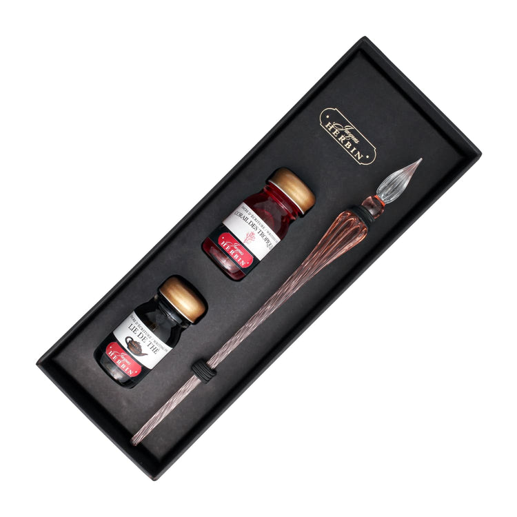 J. Herbin Round Glass Pen and Ink Set in Rose Dip Pen