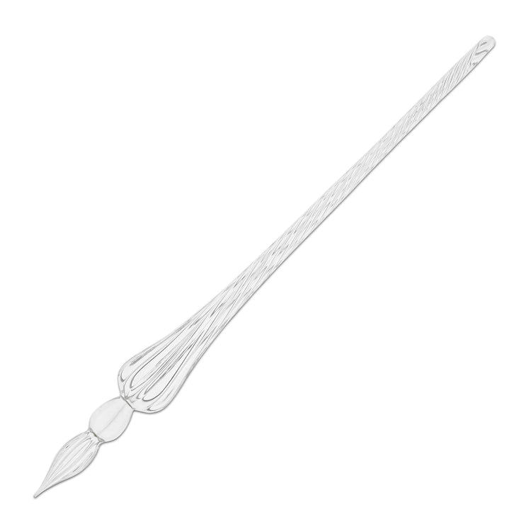 J. Herbin Round Glass Pen in Clear Tapered Spiral Handle with Frosted Glass Dip Pen