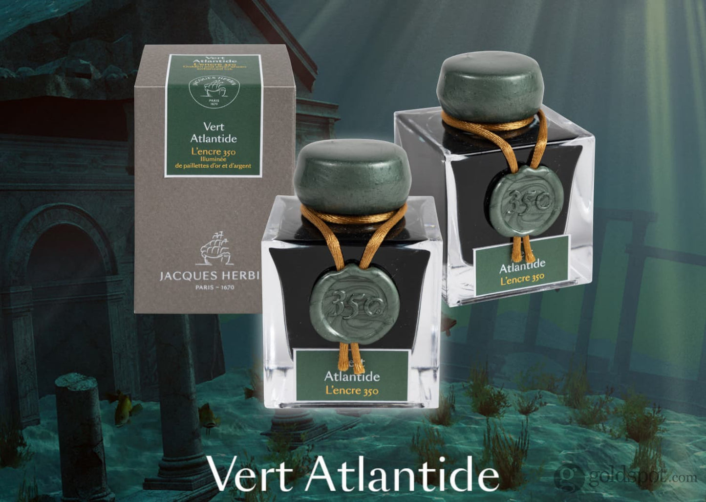J. Herbin Encre 350 Bottled Ink in Vert Atlantide - 50 mL Bottled Ink