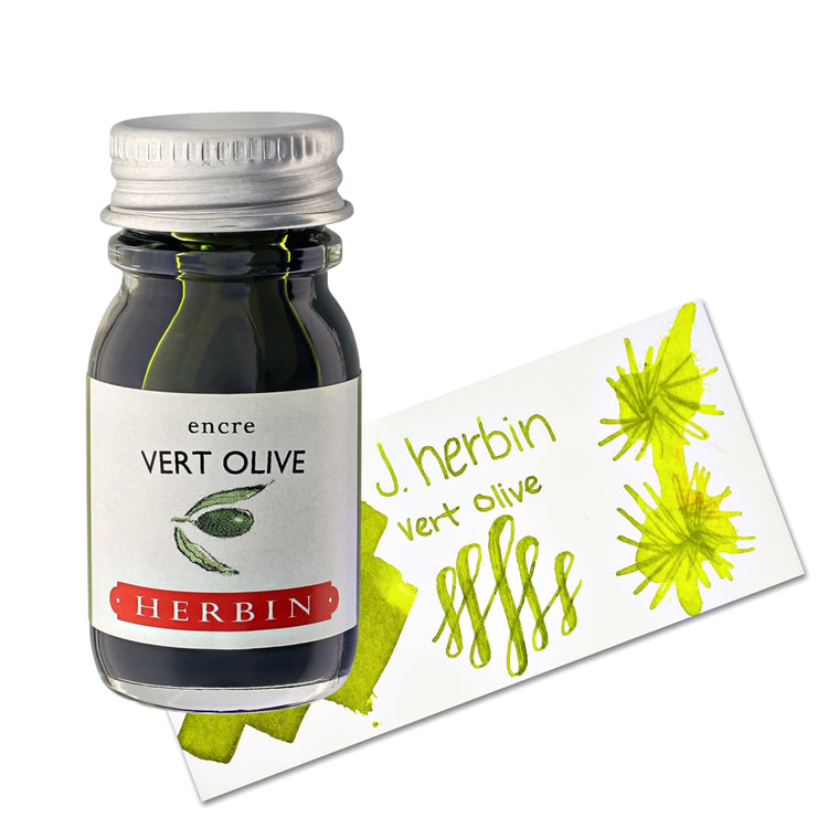 J. Herbin Bottled Ink and Cartridges in Vert Olive (Green Olive) Bottled Ink