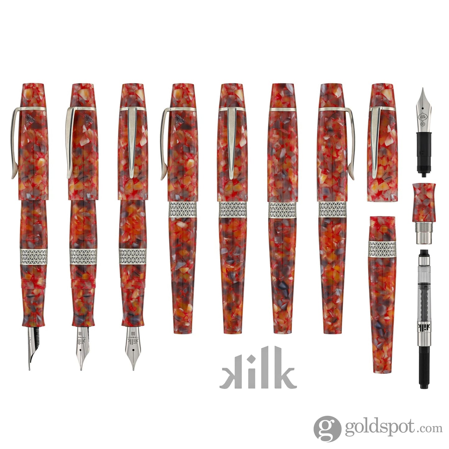 Kilk Orient Fountain Pen in Red Chipped Fountain Pen