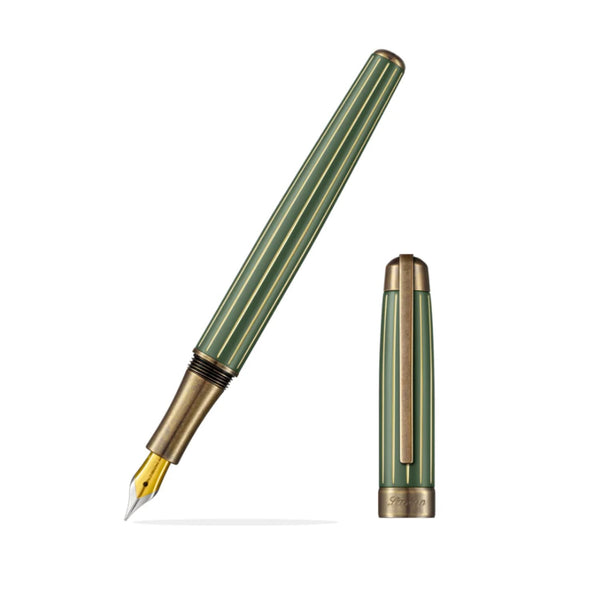 Laban Antique II Fountain Pen in Green with Lines Fountain Pen