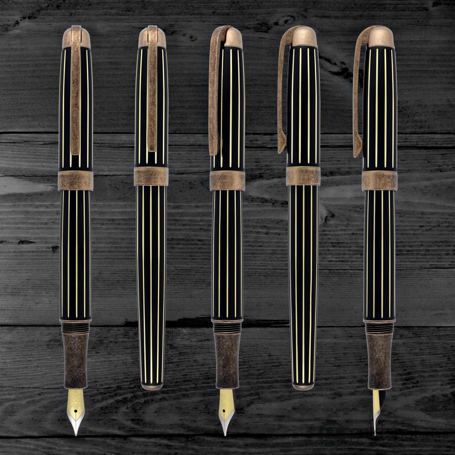 Laban Antique II Fountain Pen in Copper with Lines Fountain Pen