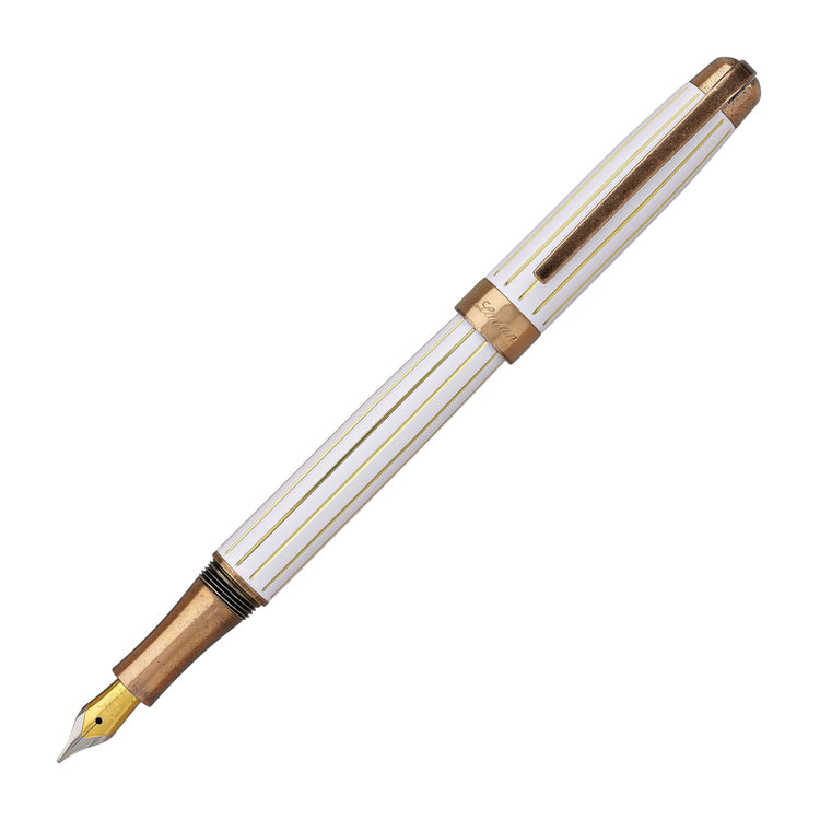 Laban Antique II Fountain Pen in White with Lines Fountain Pen