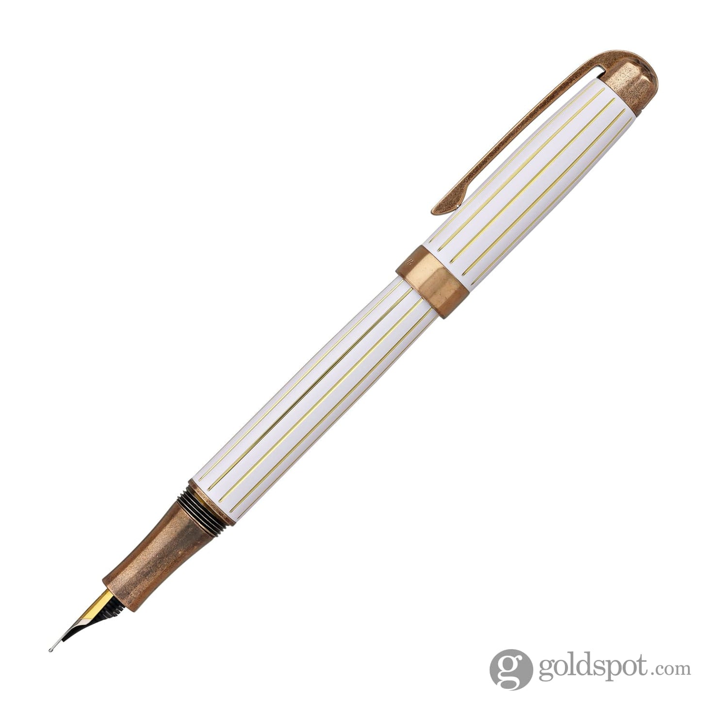 Laban Antique II Fountain Pen in White with Lines Fountain Pen