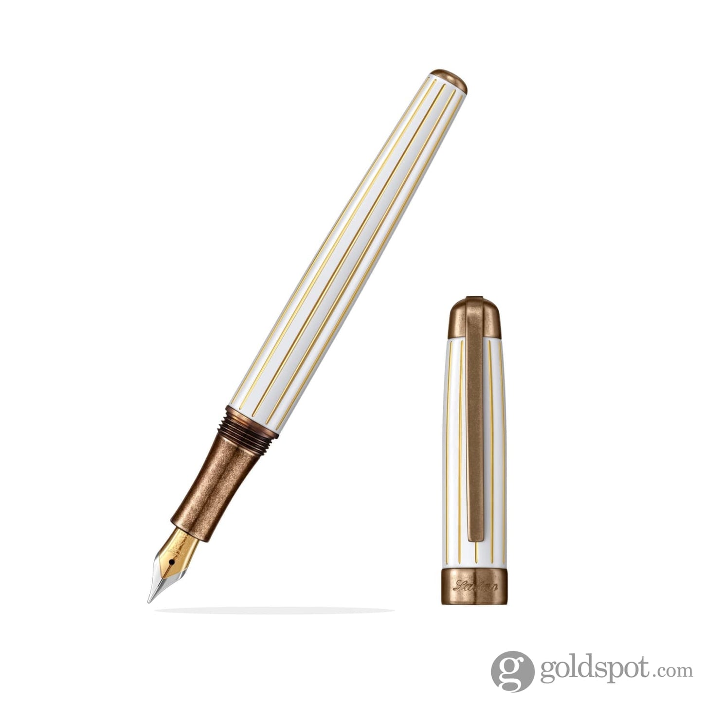 Laban Antique II Fountain Pen in White with Lines Fountain Pen