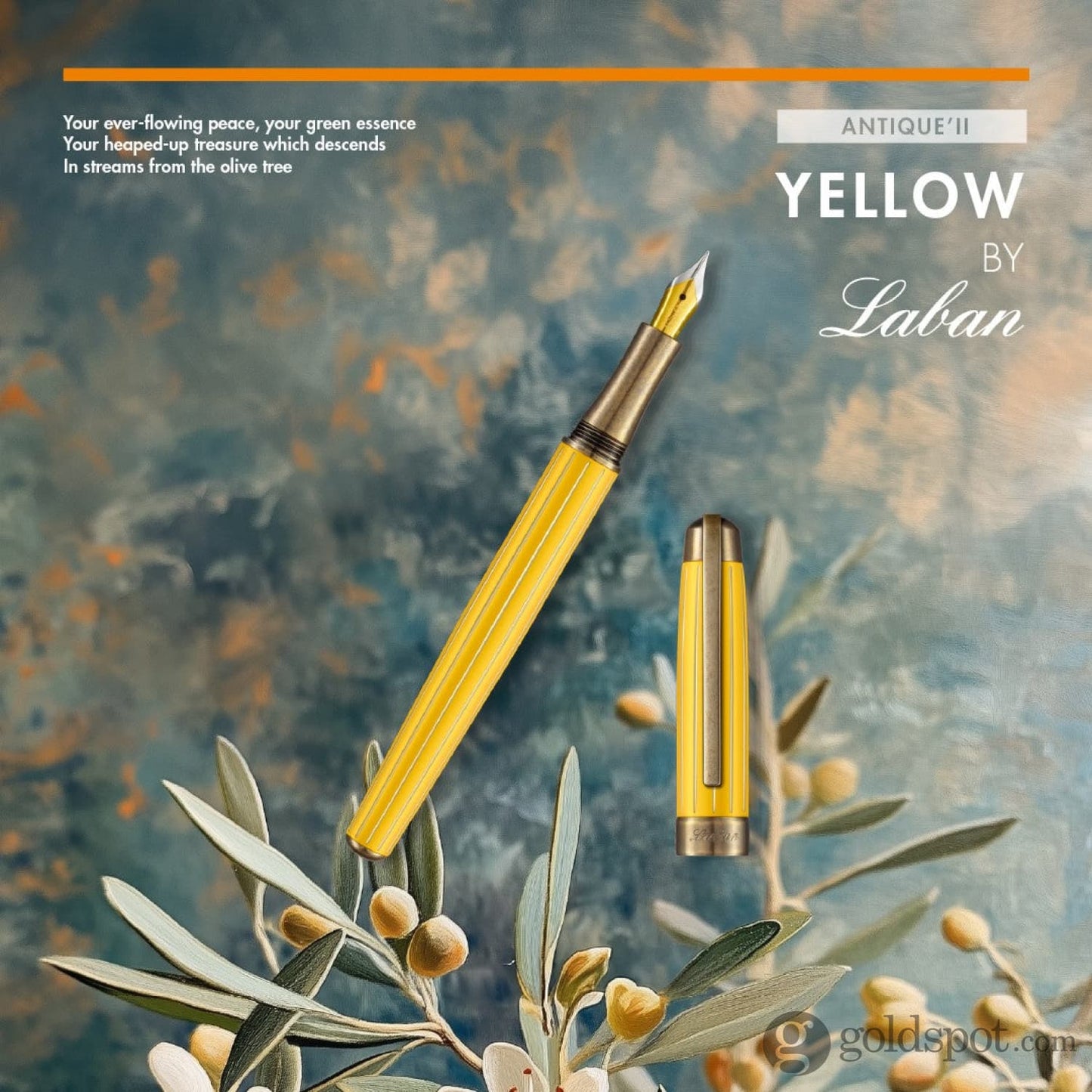 Laban Antique II Fountain Pen in Yellow with Lines Fountain Pen