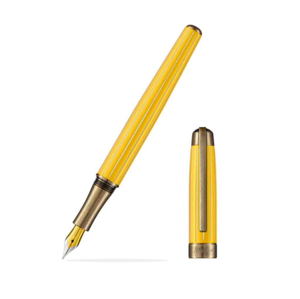 Laban Antique II Fountain Pen in Yellow with Lines Fountain Pen