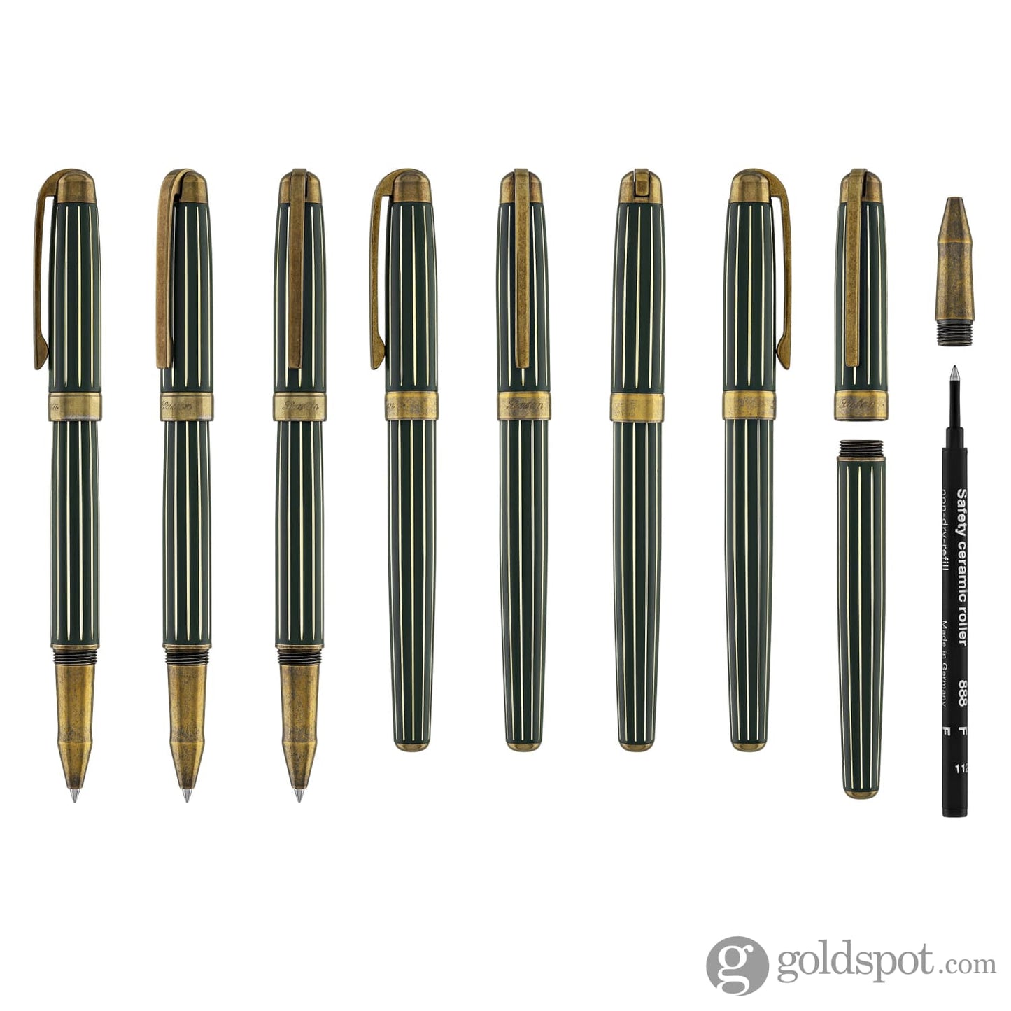 Laban Antique II Rollerball Pen in Green with Lines Rollerball Pen
