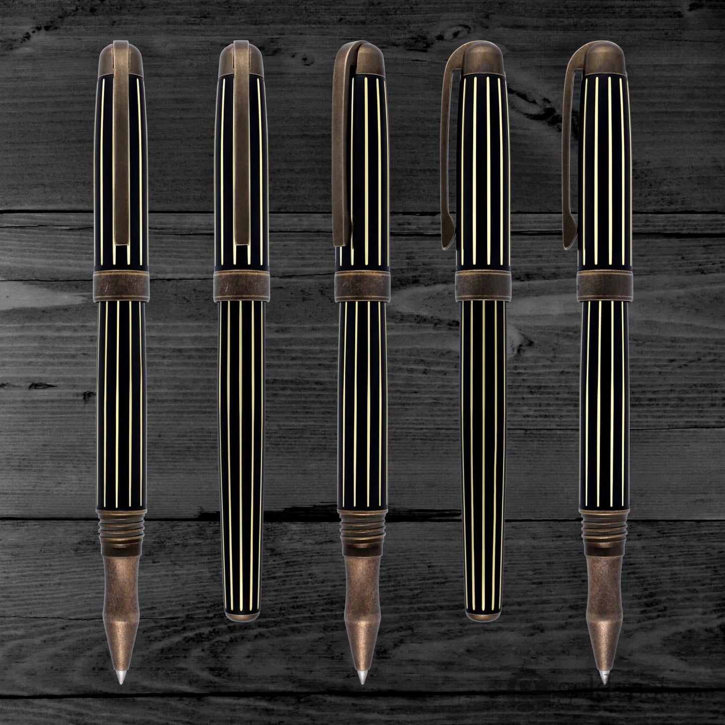 Laban Antique II Rollerball Pen in Copper with Lines Rollerball Pen