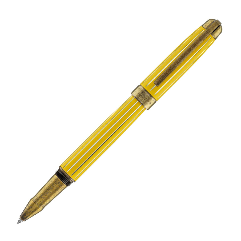 Laban Antique II Rollerball Pen in Yellow with Lines Rollerball Pen