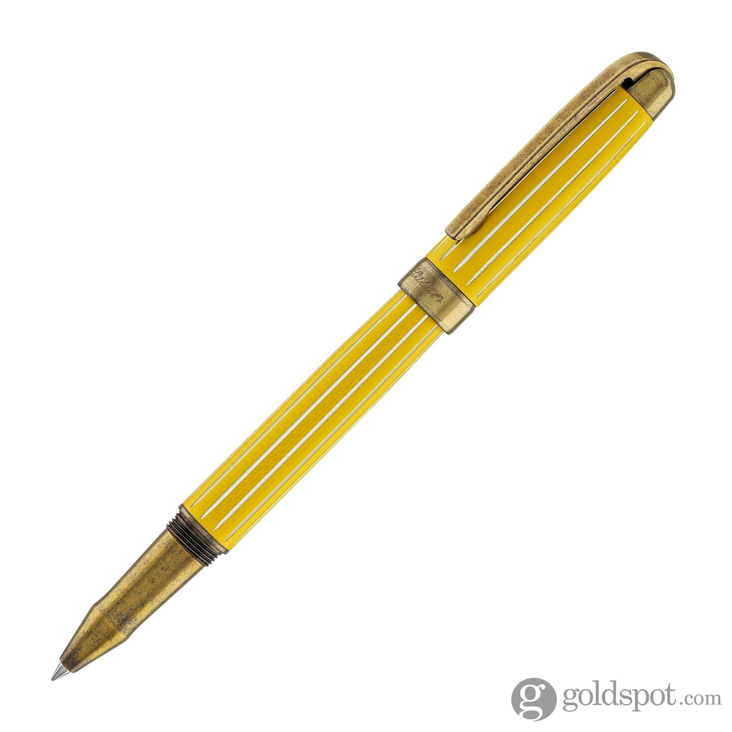 Laban Antique II Rollerball Pen in Yellow with Lines Rollerball Pen