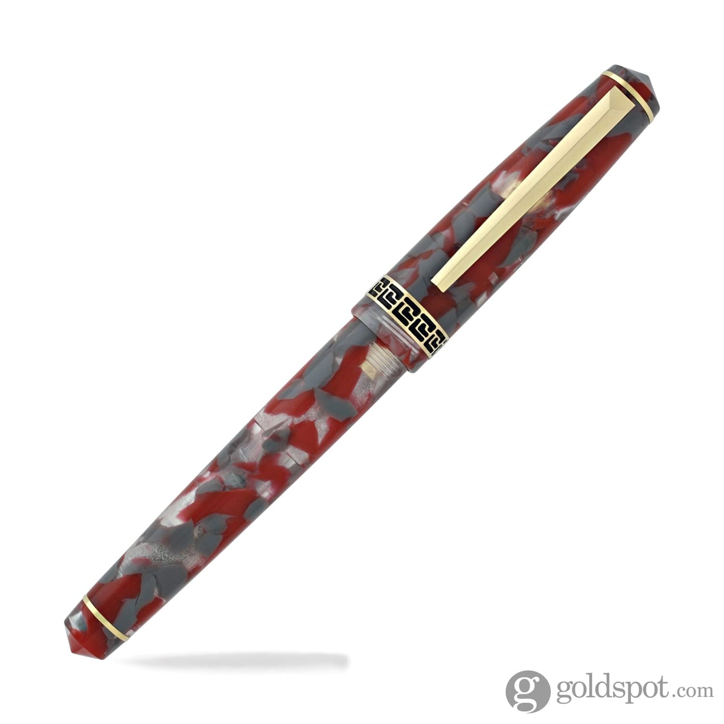 Laban Rosa Fountain Pen in Red and Gray Marbled - Broad Point Fountain Pen