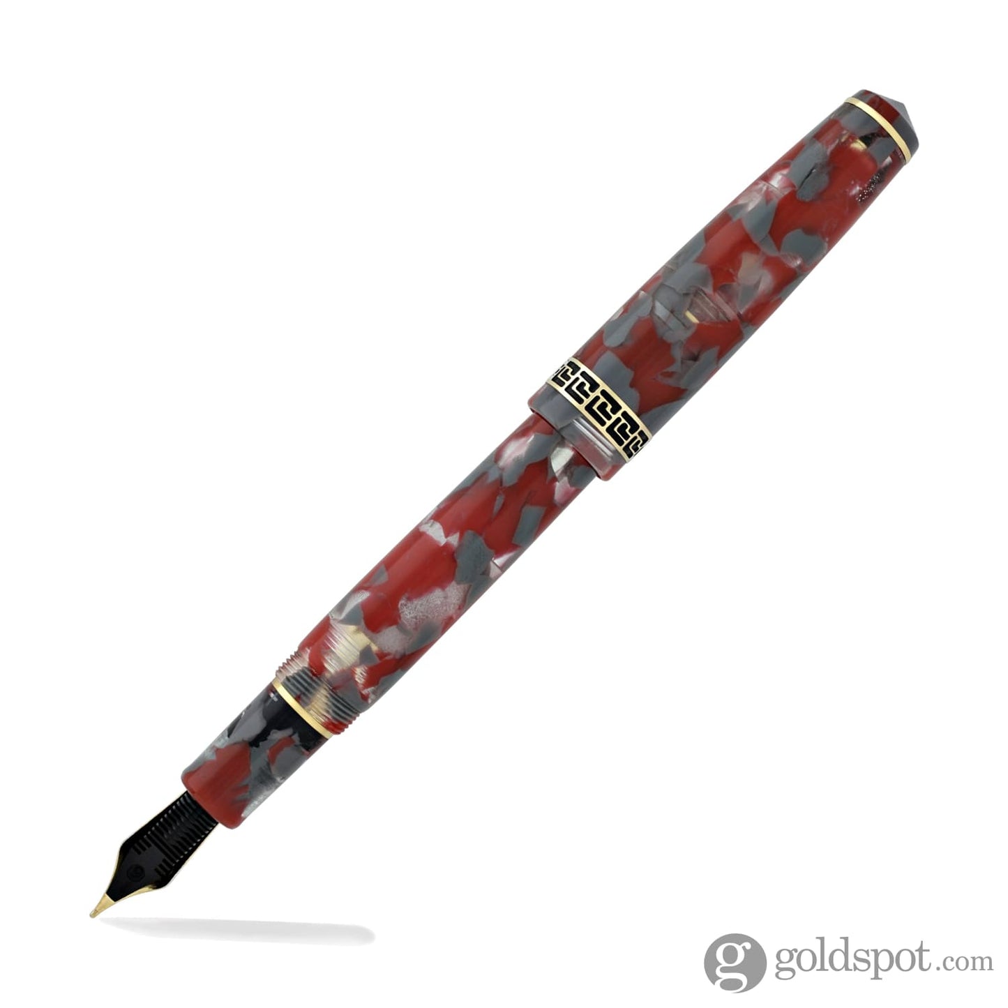Laban Rosa Fountain Pen in Red and Gray Marbled - Broad Point Fountain Pen