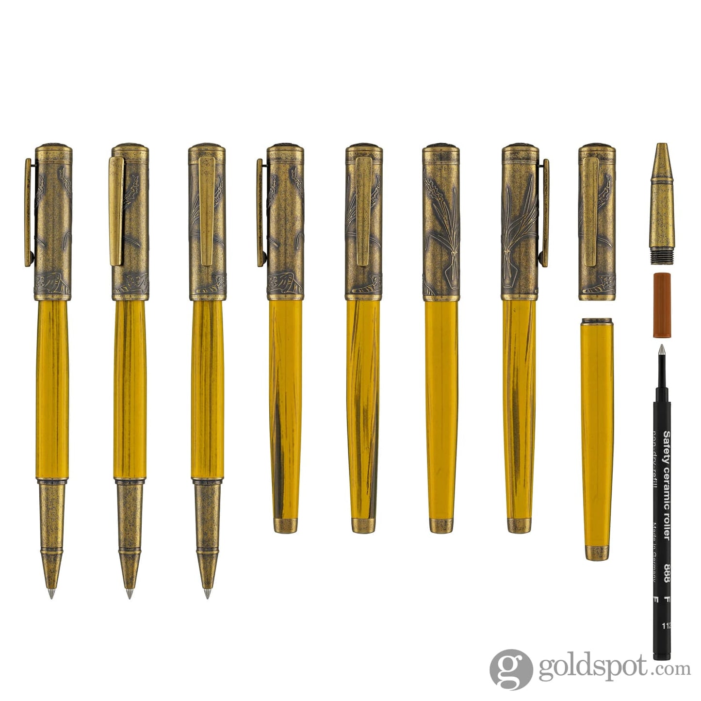 Laban Sanyu in Hand Rollerball Pen Set in Antique Gold Fountain Pen