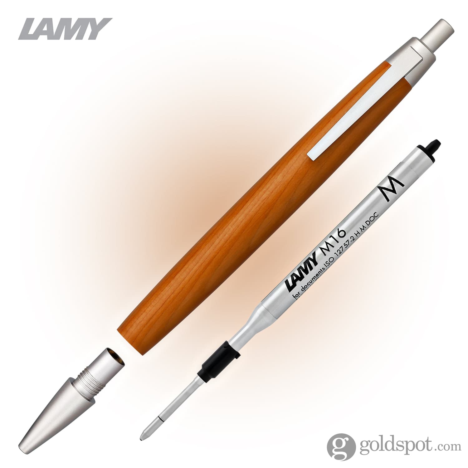 Lamy 2000 Taxus Ballpoint - Wooden Golden Brown with Silver Trim