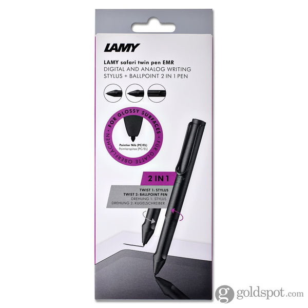 Lamy Safari EMR Twin pen Digital Writing Ballpoint Pen in All Black - POM Ballpoint Pens