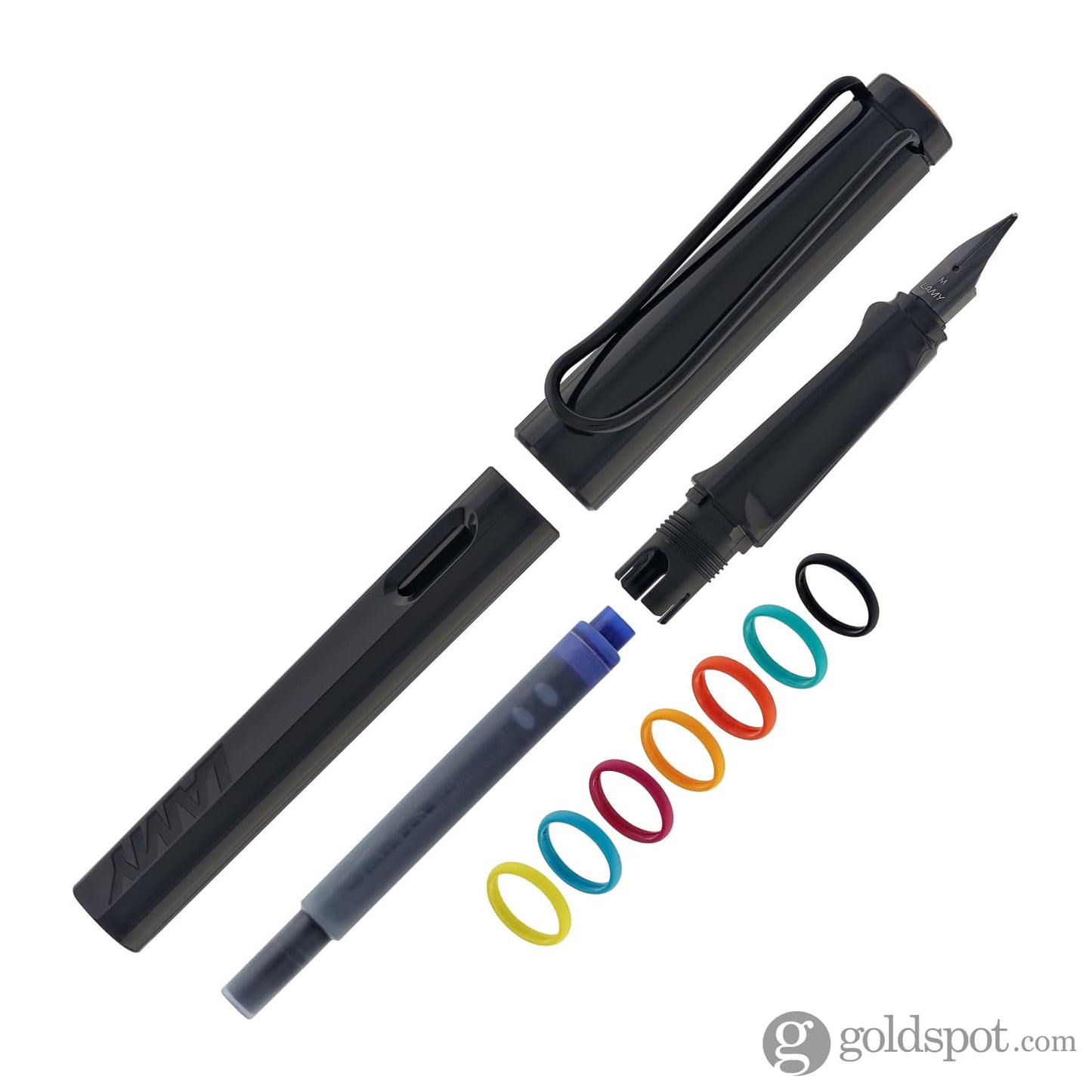 Lamy Safari Fountain Pen In All Black Multi Ring Set Special Edition Fountain Pens