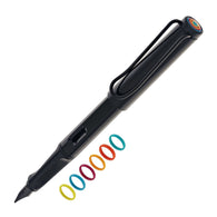 Lamy Safari Fountain Pen In All Black Multi Ring Set Special Edition