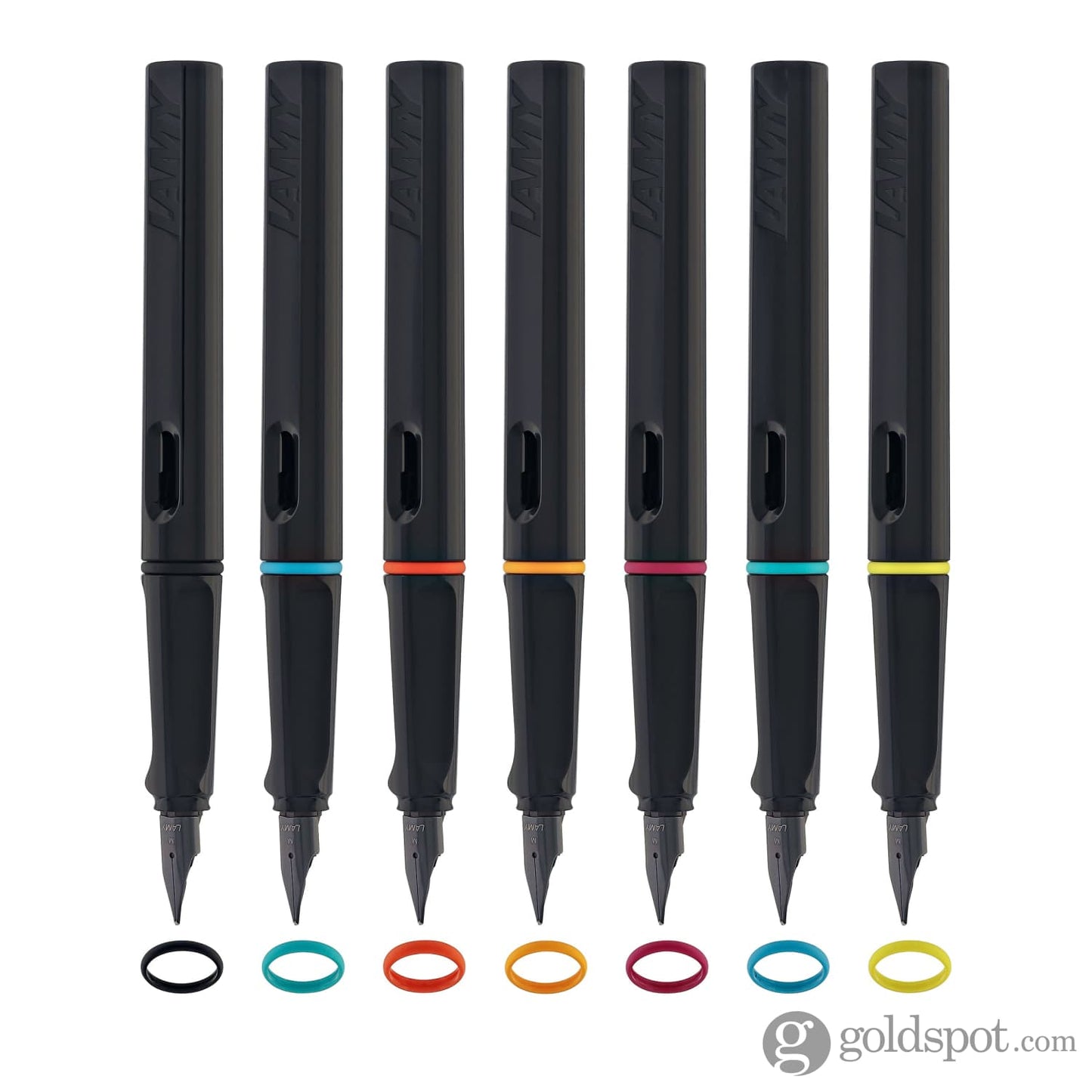 Lamy Safari Fountain Pen In All Black Multi Ring Set Special Edition Fountain Pens