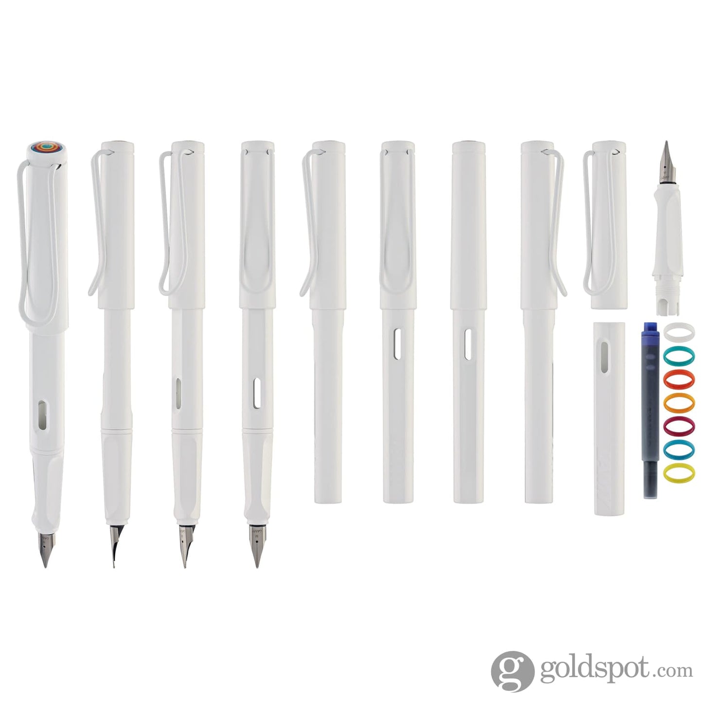 Lamy Safari Fountain Pen In All White Multi Ring Set Special Edition Fountain Pens