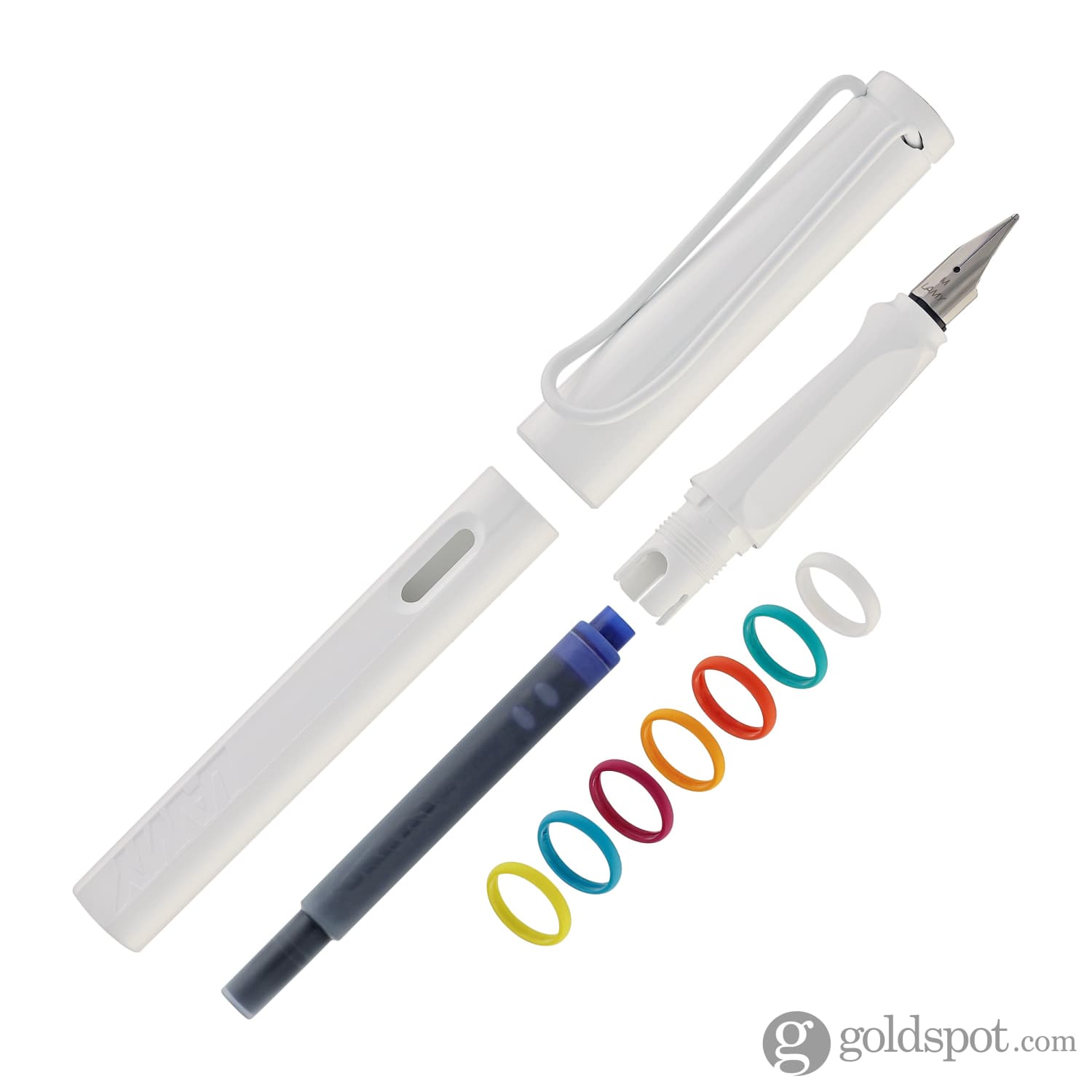Lamy Safari Fountain Pen In All White Multi Ring Set Special