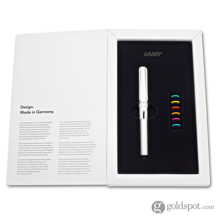 Lamy Safari Fountain Pen In All White Multi Ring Set Special Edition Fountain Pens