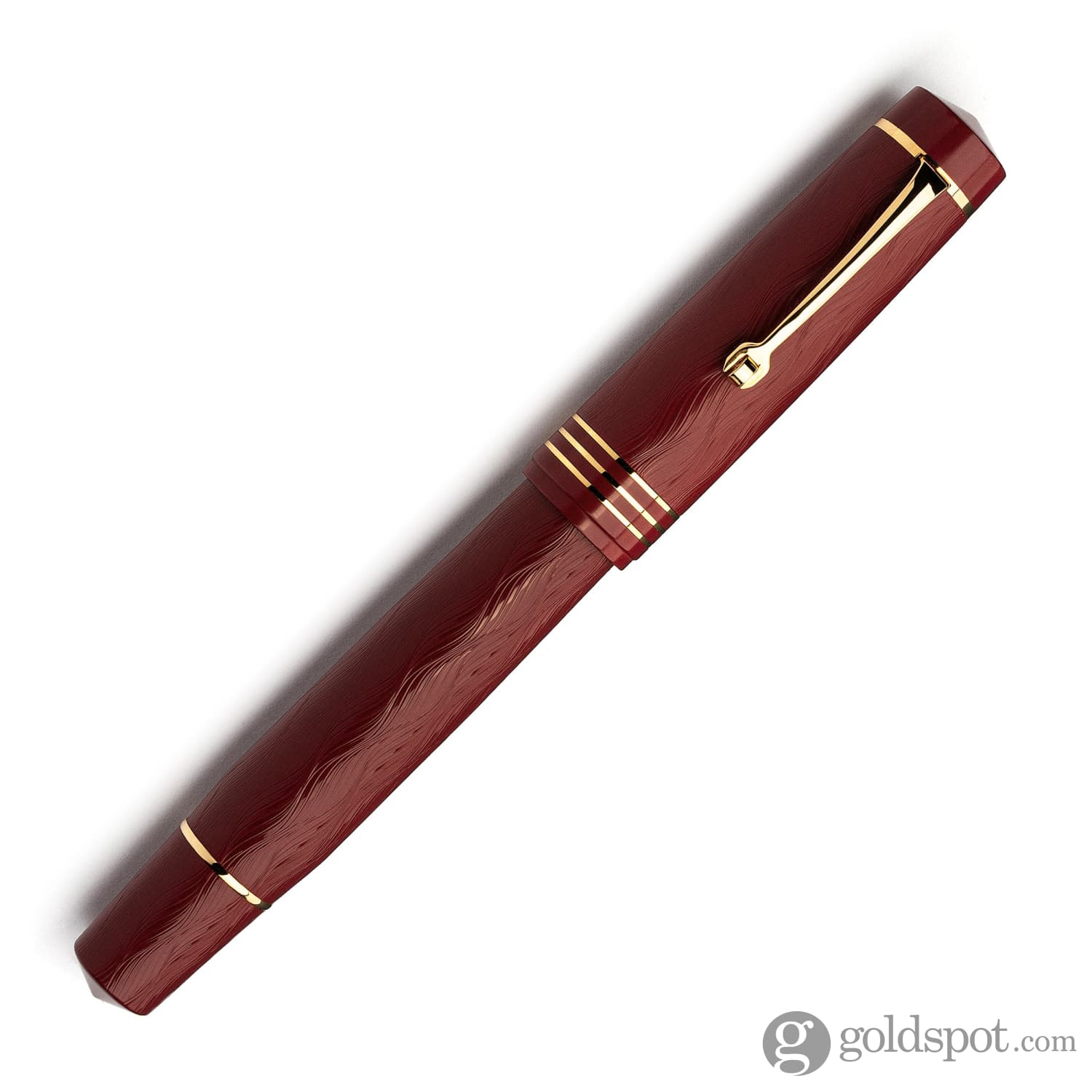 Leonardo Audace Guilloche Fountain Pen in Garnet Red Ebonite GT, 14kt Gold  No. 8 Size Nib