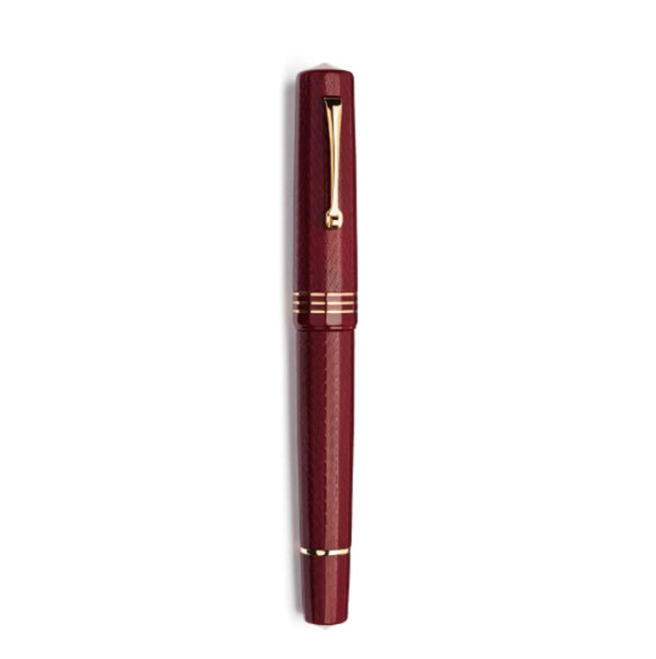 Leonardo Dodici Fountain Pen in Burgundy Red Guillochè No. 8 Size 14kt Gold Nib Fountain Pen