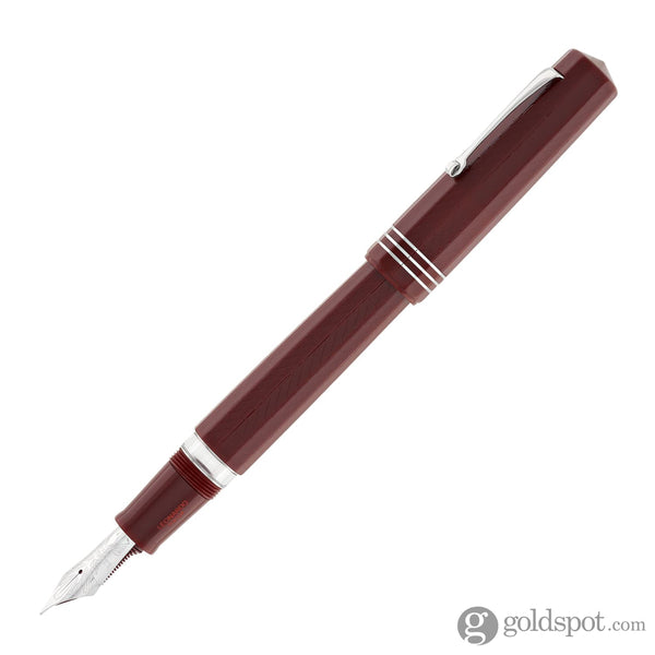 Leonardo Dodici Fountain Pen in Burgundy Red Guillochè No. 8 Size 14kt Gold Nib with Silver Trim Fountain Pen