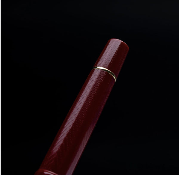 Leonardo Dodici Fountain Pen in Burgundy Red Guillochè No. 8 Size 14kt Gold Nib with Silver Trim Fountain Pen