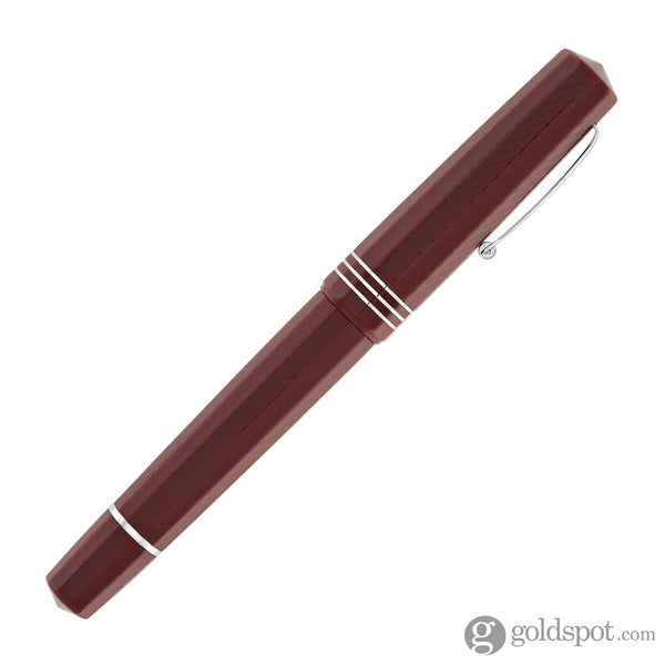 Leonardo Dodici Fountain Pen in Burgundy Red Guillochè No. 8 Size 14kt Gold Nib with Silver Trim Fountain Pen