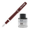 Leonardo Dodici Fountain Pen in Burgundy Red Guillochè No. 8 Size 14kt Gold Nib with Silver Trim Fountain Pen