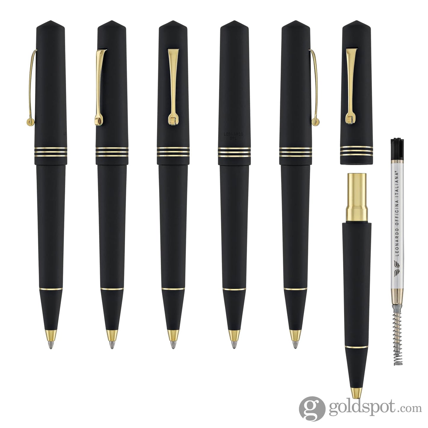 Leonardo Momento Zero Ballpoint Pen in Black Matte Gold Trim Ballpoint Pens
