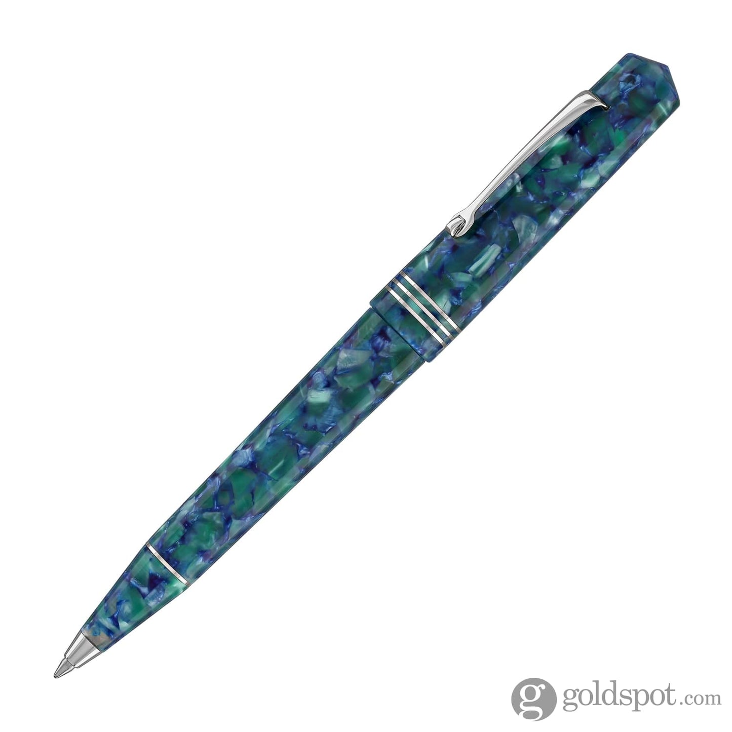 Leonardo Momento Zero Ballpoint Pen in Green & Blue Silver Trim Ballpoint Pen