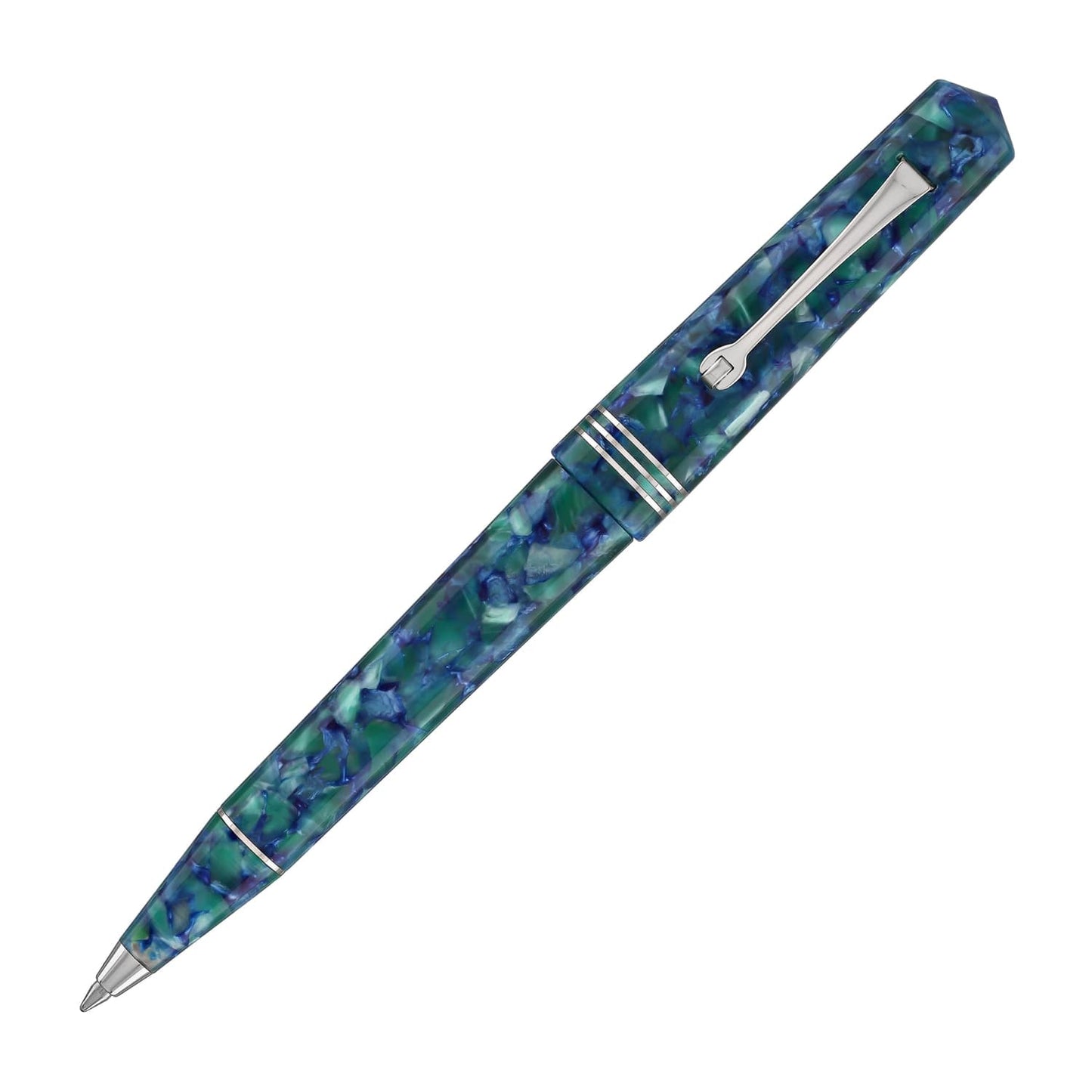 Leonardo Momento Zero Ballpoint Pen in Green & Blue Silver Trim Ballpoint Pen