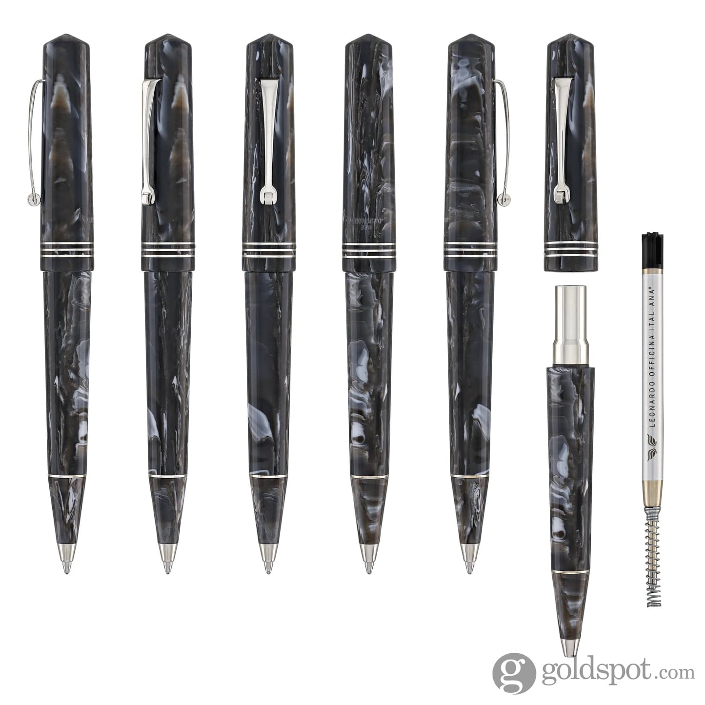 Leonardo Momento Zero Ballpoint Pen in Horn Silver Trim Ballpoint Pens