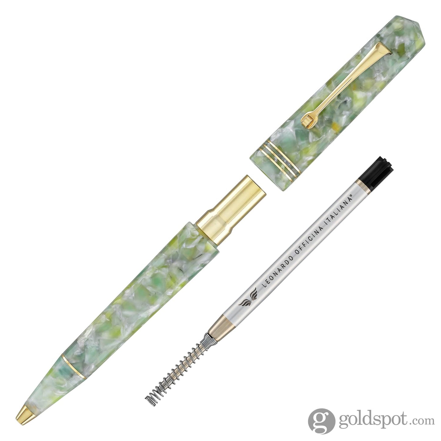 Leonardo Momento Zero Ballpoint Pen in Jade Gold Trim Ballpoint Pens