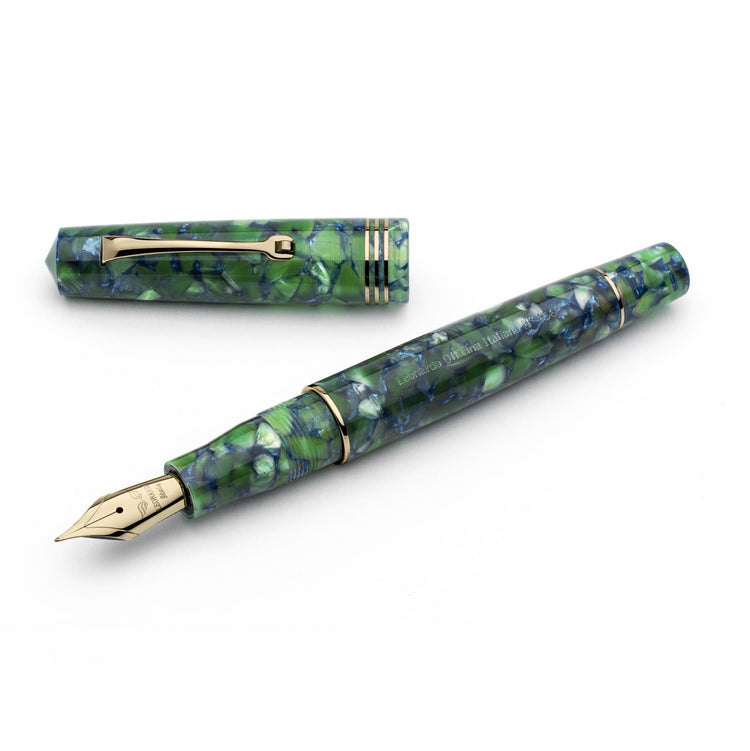 Leonardo Momento Zero Fountain Pen in Iride Green Blue 2021 with Gold Trim Fountain Pen