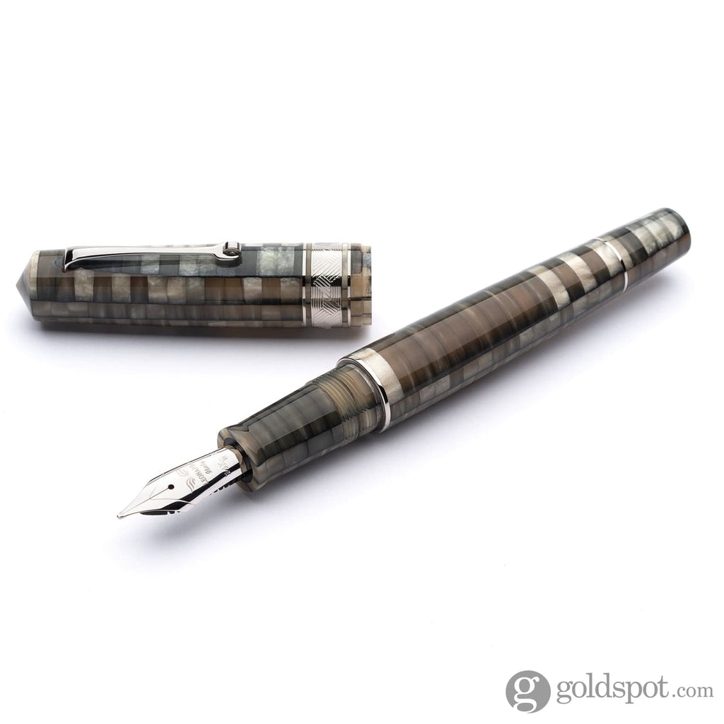 Leonardo Mosaico Fountain Pen in Chiaroscuro Stainless Steel Nib Medium / Silver Fountain Pen