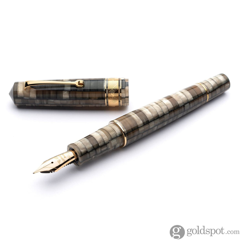 Leonardo Mosaico Fountain Pen in Chiaroscuro Stainless Steel Nib Medium / Gold Fountain Pen