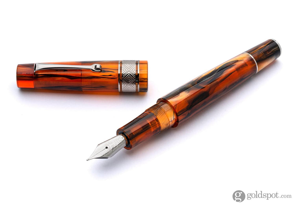 Leonardo Supernova Regular Size Fountain Pen in Caramel with Silver Trim Fine Fountain Pen