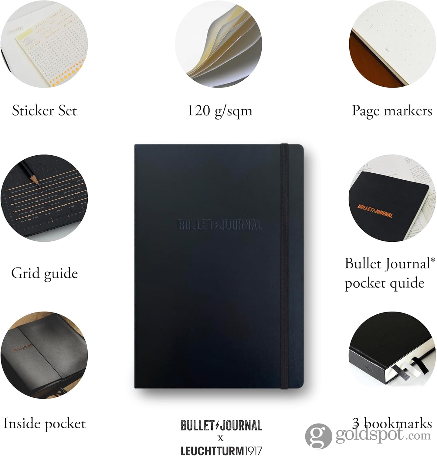 Leuchtturm 1917 Hardcover Bullet Journal Edition 2 in Black - A5 Notebooks Journals